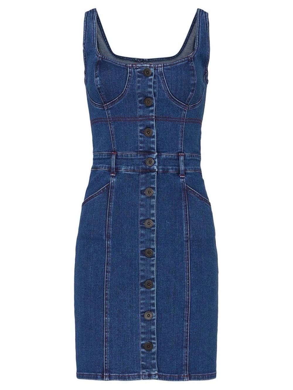 3x1 Denim Shannon Dress Button-Front Jeans Mini Dress Medium Kyla Blue Wash - Picture 14 of 16